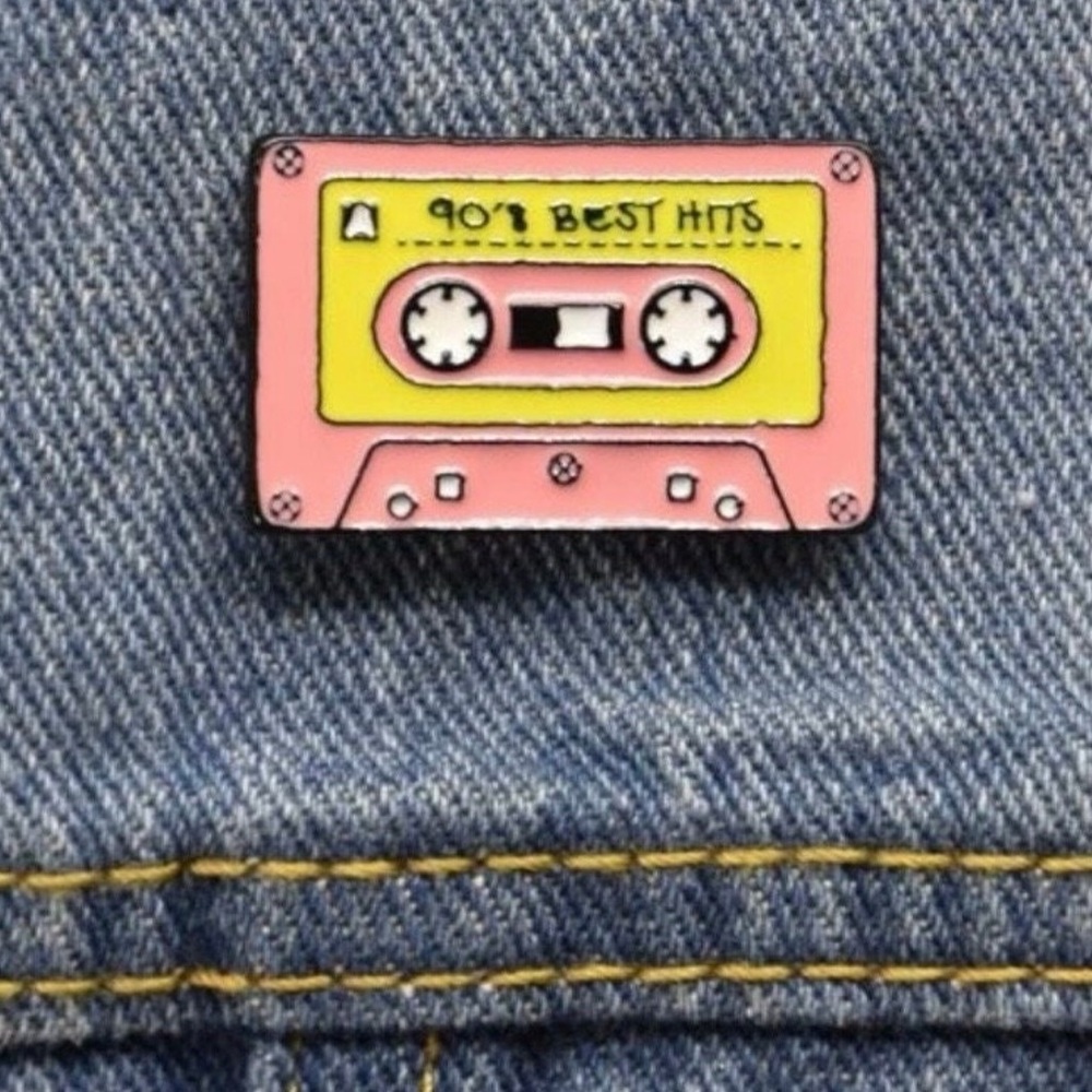 NEW| 90's Best Hits Cassette Enamel Brooch Pin Accessories